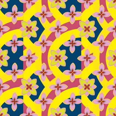 Çiçekler, vektör çizim ile çok renkli geometrik seamless modeli 