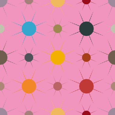 Çok renkli basit geometrik güneş ile Seamless modeli.