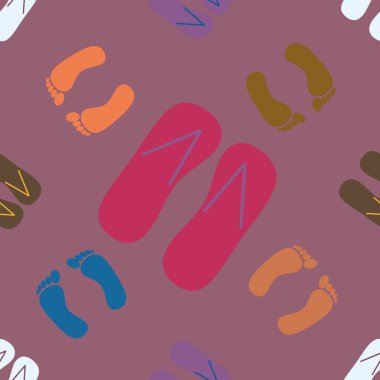 Renk seamless modeli terlik ve ayak izleri ile.