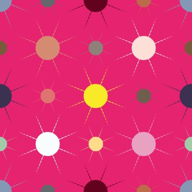 Çok renkli basit geometrik güneş ile Seamless modeli.