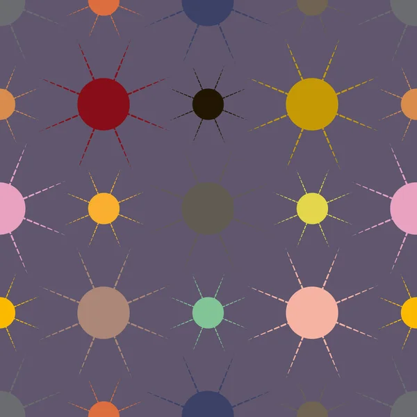 Seamless Pattern Multicolor Simple Geometric Suns — Stock Vector