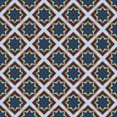 Soyut geometrik desenli çiçek öğeleri renkli kesintisiz arka planı için. 