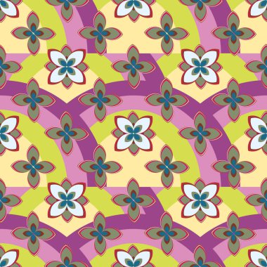 Çiçekler, vektör çizim ile çok renkli geometrik seamless modeli 