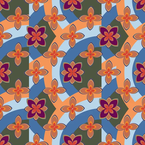 Çiçekler, vektör çizim ile çok renkli geometrik seamless modeli 