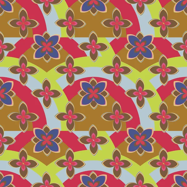 Çiçekler, vektör çizim ile çok renkli geometrik seamless modeli 