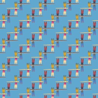 Dekoratif renkli seamless modeli ile şirin yusufçuk