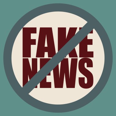 Kavramsal logo sahte haber. İnsanlığın küresel sorunlar. Vektör çizim