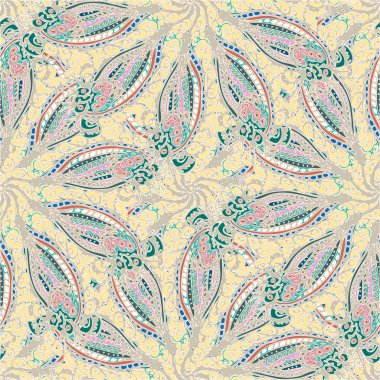 Soyut kumaş çiçek yaprakları arka plan, seamless modeli, vektör çizim