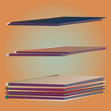 Renkli Notebook yığınları. Vektör çizim