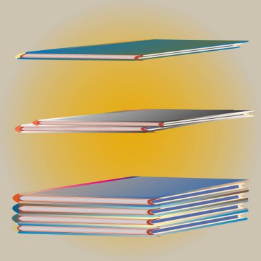 Renkli Notebook yığınları. Vektör çizim