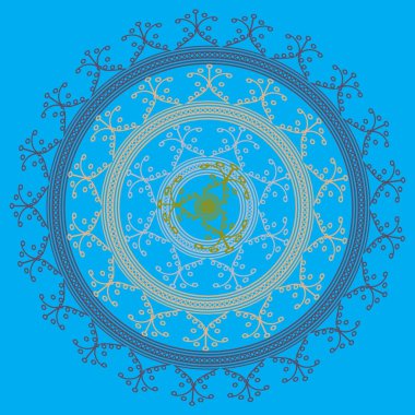 Basit renkli soyut mandala. Basit şekiller oluşan parlak dairesel süsleme. 