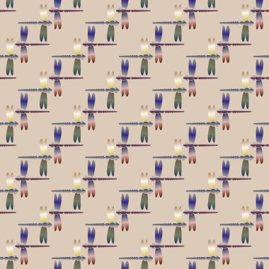 Dekoratif renkli seamless modeli ile şirin yusufçuk