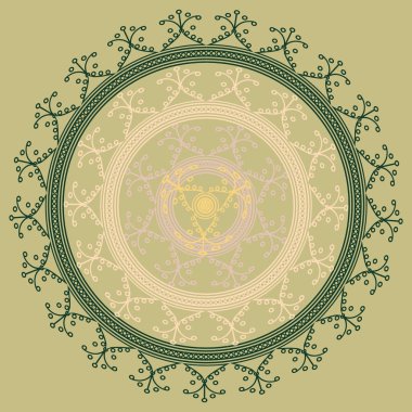 Basit renkli soyut mandala. Basit şekiller oluşan parlak dairesel süsleme. 