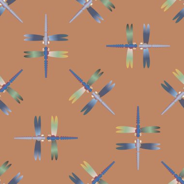 Yusufçuk, vektör çizim ile Dikişsiz soyut desen. Desen kartı, davet, ambalaj kağıdı, tekstil kumaş için 