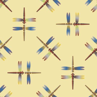 Yusufçuk, vektör çizim ile Dikişsiz soyut desen. Desen kartı, davet, ambalaj kağıdı, tekstil kumaş için 