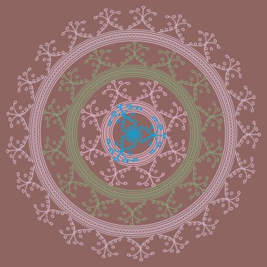 Basit renkli soyut mandala. Basit şekiller oluşan parlak dairesel süsleme. 