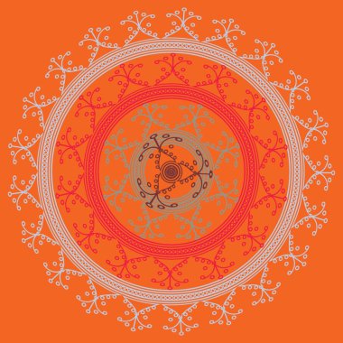 Basit renkli soyut mandala. Basit şekiller oluşan parlak dairesel süsleme. 