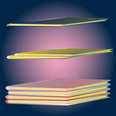 Renkli Notebook yığınları. Vektör çizim