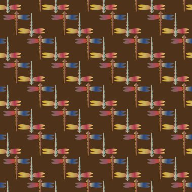 Dekoratif renkli seamless modeli ile şirin yusufçuk