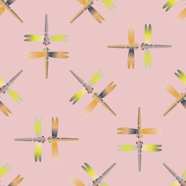 Yusufçuk, vektör çizim ile Dikişsiz soyut desen. Desen kartı, davet, ambalaj kağıdı, tekstil kumaş için 