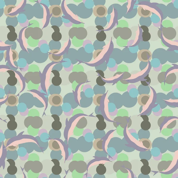 Gekleurde Dolfijnen Naadloze Patroon Afbeelding — Stockvector