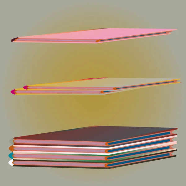 Színes Notebook Halom Vektoros Illusztráció — Stock Vector