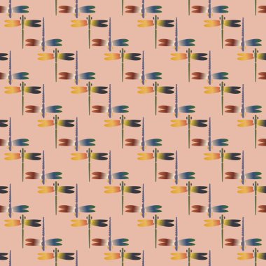 Dekoratif renkli seamless modeli ile şirin yusufçuk