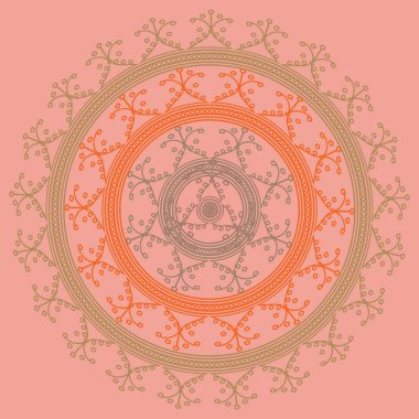 Basit renkli soyut mandala. Basit şekiller oluşan parlak dairesel süsleme. 