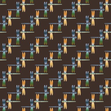 Dekoratif renkli seamless modeli ile şirin yusufçuk