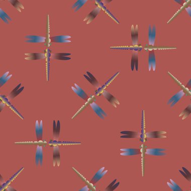 Yusufçuk, vektör çizim ile Dikişsiz soyut desen. Desen kartı, davet, ambalaj kağıdı, tekstil kumaş için 