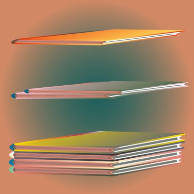 Renkli Notebook yığınları. Vektör çizim