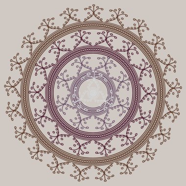 Basit renkli soyut mandala. Basit şekiller oluşan parlak dairesel süsleme. 