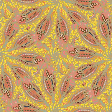 Soyut kumaş çiçek yaprakları arka plan, seamless modeli, vektör çizim