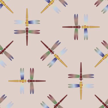 Yusufçuk, vektör çizim ile Dikişsiz soyut desen. Desen kartı, davet, ambalaj kağıdı, tekstil kumaş için 