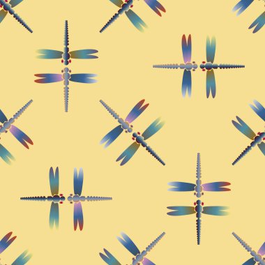 Yusufçuk, vektör çizim ile Dikişsiz soyut desen. Desen kartı, davet, ambalaj kağıdı, tekstil kumaş için 