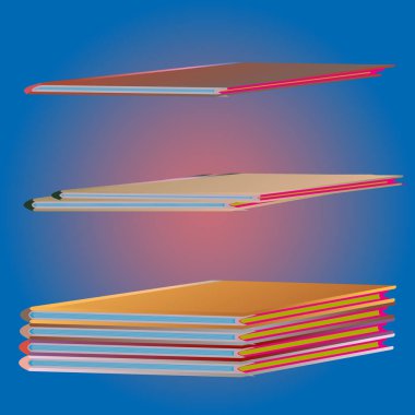 Renkli Notebook yığınları. Vektör çizim