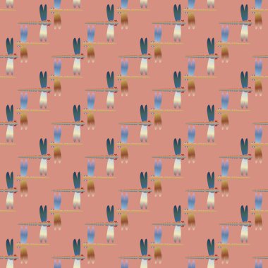 Dekoratif renkli seamless modeli ile şirin yusufçuk