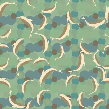 Renkli yunuslar Dikişsiz desen, çizim