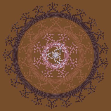 Basit renkli soyut mandala. Basit şekiller oluşan parlak dairesel süsleme. 