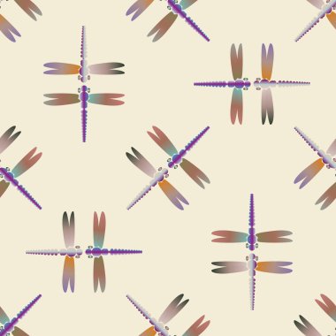 Yusufçuk, vektör çizim ile Dikişsiz soyut desen. Desen kartı, davet, ambalaj kağıdı, tekstil kumaş için 