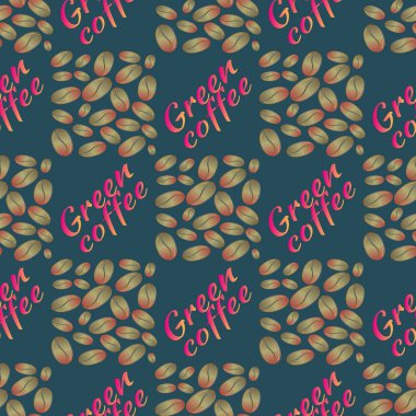 Yeşil kahve çekirdekleri Dikişsiz desen arka plan