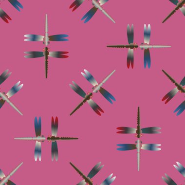 Yusufçuk, vektör çizim ile Dikişsiz soyut desen. Desen kartı, davet, ambalaj kağıdı, tekstil kumaş için 