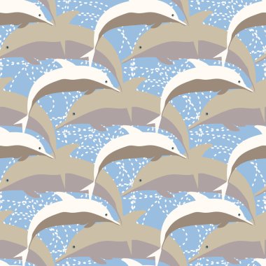 Dekoratif renkli seamless modeli sevimli yunuslar ile