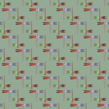 Dekoratif renkli seamless modeli ile şirin yusufçuk