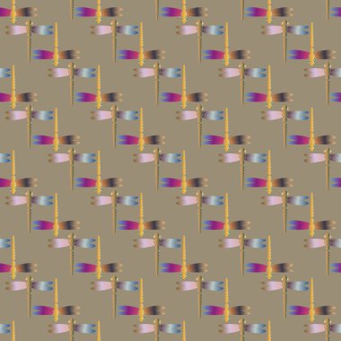 Dekoratif renkli seamless modeli ile şirin yusufçuk