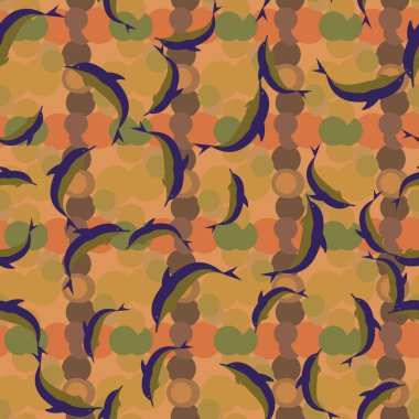 Renkli yunuslar Dikişsiz desen, çizim