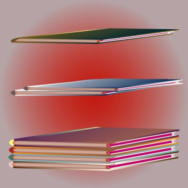 Renkli Notebook yığınları. Vektör çizim