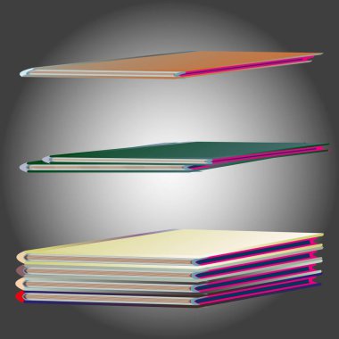 Renkli Notebook yığınları. Vektör çizim