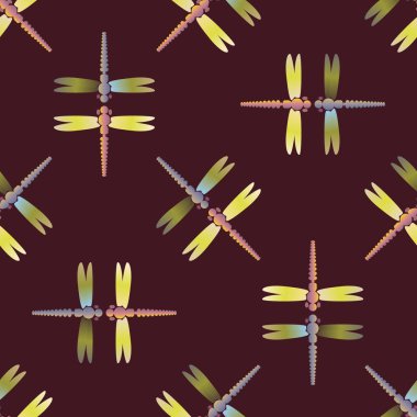 Yusufçuk, vektör çizim ile Dikişsiz soyut desen. Desen kartı, davet, ambalaj kağıdı, tekstil kumaş için 