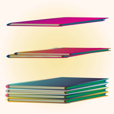 Renkli Notebook yığınları. Vektör çizim
